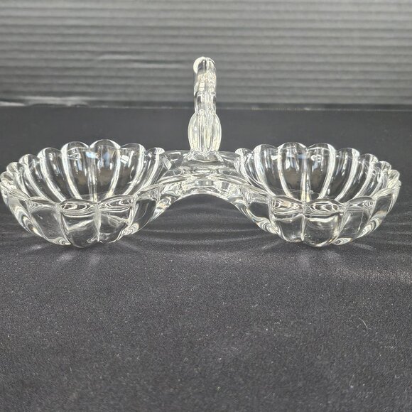 Heisey Marked Crystollite Handled Two Part Conserve Relish Dish 8.25" - Picture 2 of 11